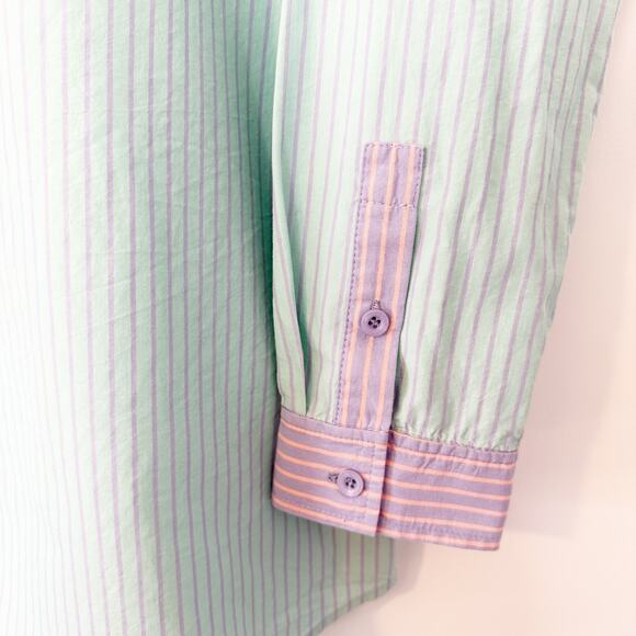 209 WST 38 Striped Button Down Shirt Size Medium - Picture 3 of 5